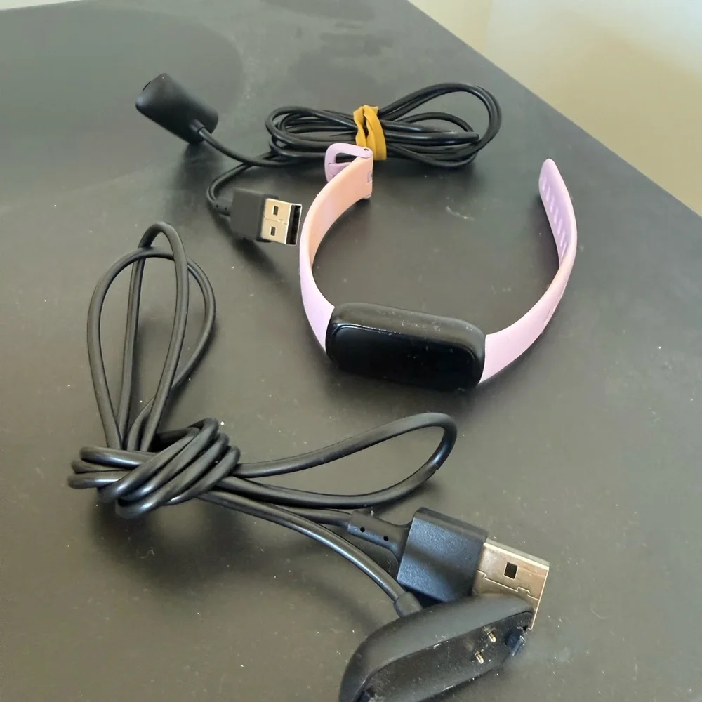 For parts — Lilac FitBit inspire 3 and two USB chargers